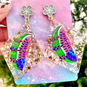 Rare Vintage Watermelon Acrylic Earrings